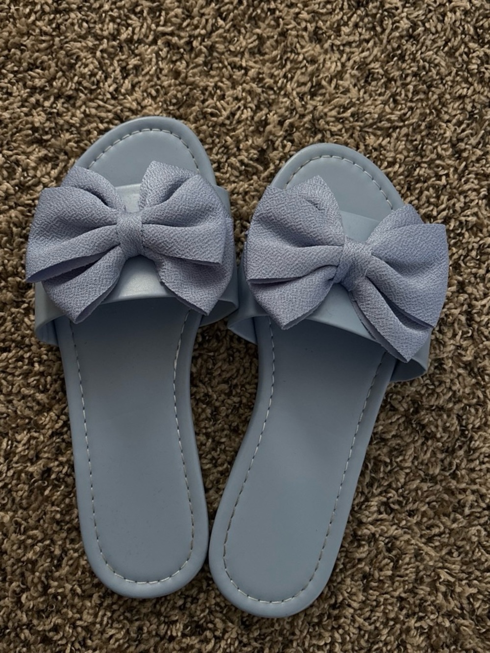 SHEIN Light Blue Bow Slide Sandals